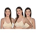Aimly Women's Cotton Non-Padded Non-Wired Low Coverage Sports Bra Pack of 3