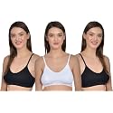 Aimly Women's Cotton Non-Padded Non-Wired Low Coverage Sports Bra Pack of 3
