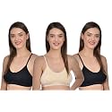Aimly Women's Cotton Non-Padded Non-Wired Low Coverage Sports Bra Pack of 3