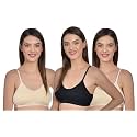 Aimly Women's Cotton Non-Padded Non-Wired Low Coverage Sports Bra Pack of 3