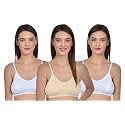 Aimly Women's Cotton Non-Padded Non-Wired Low Coverage Sports Bra Pack of 3