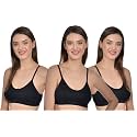 Aimly Women's Cotton Non-Padded Non-Wired Low Coverage Sports Bra Pack of 3