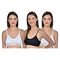 Aimly Women's Cotton Non-Padded Non-Wired Low Coverage Sports Bra Pack of 3