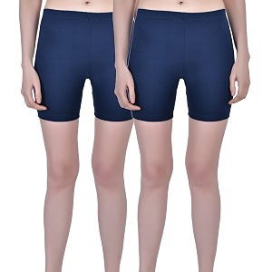 aimly women cotton stretchable cycling gym yoga knee-length slip shorts pack of 2