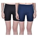 Aimly Women Cotton Stretchable Cycling Gym Yoga Knee-Length Slip Shorts Pack of 2
