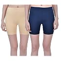 Aimly Women Cotton Stretchable Cycling Gym Yoga Knee-Length Slip Shorts Pack of 2