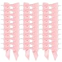 AIMUDI Baby Pink Satin Ribbon Bows 3.5" Light Pink Pretied Twist Tie Bows for Treat Bags Cake Pop Gift Wrapping Basket Wedding Favors Cookie Candy Bagging Baby Shower - 50 Counts