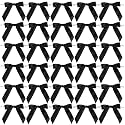 AIMUDI Black Bows 2.5" Satin Bows for Gift Wrapping Twist Tie Bow for Crafts Pre-Tied Black Satin Ribbon Bow Small Gift Bow for Treat Bags Party Favors Wedding Decorations - 50 Counts