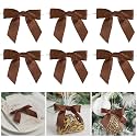 AIMUDI Brown Bows 3.5" Satin Ribbon Bows for Crafts Premade Bows with Twist Ties for Christmas Cake Pop Candy Apple Small Bows for Gift Wrapping Wedding Decor, 50 PCs