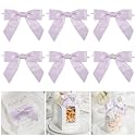 AIMUDI Purple Twist Tie Bows for Treat Bags 3.5" Lilac Satin Ribbon Bows for Crafts Premade Bows with Twist Ties for Crafts Cake Pop Candy Apple Small Bows for Gift Wrapping Wedding Decor, 50 PCs