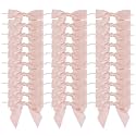 AIMUDI Small Rose Gold Bows for Christmas Tree Decorations 3.5" Pre Tied Satin Ribbon Bow Premade Pink Twist Tie Bows for Treat Bags Ribbon for Cake Pop Mini Bow for Crafts, Wedding - 50 Counts