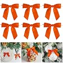 AIMUDI Twist Tie Bows for Treat Bags 3.5" Orange Satin Ribbon Bows for Crafts Premade Bows with Twist Ties for Autumn Cake Pop Candy Apple Small Bows for Gift Wrapping Wedding Halloween Decor, 50 PCs