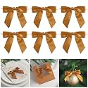 AIMUDI Twist Tie Bows for Treat Bags 3.5" Copper Satin Ribbon Bow for Crafts Premade Bows with Twist Ties for Cake Pop Candy Apple Small Bow for Gift Wrapping Christmas Wedding Decorations, 50 PCs