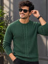AIN6 Men Self Design Round Neck Green