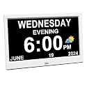 AINFTIME DST Clock with Day and Date for Elderly-3 Display Digital Calendar Alarm Day Dementia Alzheimers Clock with Extra Large Display (10.1 Inch White)