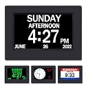 AINFTIME DST Clock with Day and Date for Elderly-3 Display Digital Calendar Alarm Day Dementia Alzheimers Clock with Extra Large Display (7in Black)