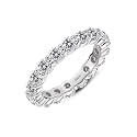 AINUOSHI Eternity Ring, 925 Sterling Silver Engagement Promise Ring for Women,Emerald Oval Radiant Round Cushion Cut Cubic Zirconia CZ Fine Ring,Stackable Full Eternity Wedding Band