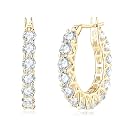 AINUOSHI Moissanite Hoop Earrings for Women, D-E Color Moissanite Simulated Diamond, 925 Sterling Silver with 18K White Gold / 14K Yellow Gold Plated, Hypoallergenic, Jewelry Box Packed, Christmas New Year Jewelry Gifts