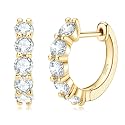 AINUOSHI Moissanite Hoop Earrings for Women, D-E Color Moissanite Simulated Diamond, 925 Sterling Silver with 18K White Gold / 14K Yellow Gold Plated, Hypoallergenic, Jewelry Box Packed, Christmas New Year Jewelry Gifts