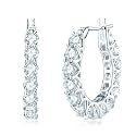 AINUOSHI Moissanite Hoop Earrings for Women, D-E Color Moissanite Simulated Diamond, 925 Sterling Silver with 18K White Gold / 14K Yellow Gold Plated, Hypoallergenic, Jewelry Box Packed, Christmas New Year Jewelry Gifts