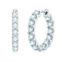 AINUOSHI Moissanite Hoop Earrings for Women, D-E Color Moissanite Simulated Diamond, 925 Sterling Silver with 18K White Gold / 14K Yellow Gold Plated, Hypoallergenic, Jewelry Box Packed, Christmas New Year Jewelry Gifts