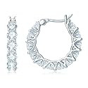 AINUOSHI Moissanite Hoop Earrings for Women, D-E Color Moissanite Simulated Diamond, 925 Sterling Silver with 18K White Gold / 14K Yellow Gold Plated, Hypoallergenic, Jewelry Box Packed, Christmas New Year Jewelry Gifts