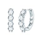 AINUOSHI Moissanite Hoop Earrings for Women, D-E Color Moissanite Simulated Diamond, 925 Sterling Silver with 18K White Gold / 14K Yellow Gold Plated, Hypoallergenic, Jewelry Box Packed, Christmas New Year Jewelry Gifts