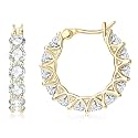 AINUOSHI Moissanite Hoop Earrings for Women, D-E Color Moissanite Simulated Diamond, 925 Sterling Silver with 18K White Gold / 14K Yellow Gold Plated, Hypoallergenic, Jewelry Box Packed, Christmas New Year Jewelry Gifts