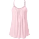 Air Curvey Camisole for Women Bulid in Bra Casual Flowy Cami Adjustable Spaghetti Strap Tank Top Pleated Loose Fit S-XXXXL