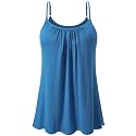 Air Curvey Camisole for Women Bulid in Bra Casual Flowy Cami Adjustable Spaghetti Strap Tank Top Pleated Loose Fit S-XXXXL