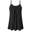 Air Curvey Camisole for Women Bulid in Bra Casual Flowy Cami Adjustable Spaghetti Strap Tank Top Pleated Loose Fit S-XXXXL