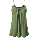 Air Curvey Camisole for Women Bulid in Bra Casual Flowy Cami Adjustable Spaghetti Strap Tank Top Pleated Loose Fit S-XXXXL