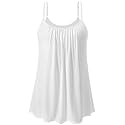 Air Curvey Camisole for Women Bulid in Bra Casual Flowy Cami Adjustable Spaghetti Strap Tank Top Pleated Loose Fit S-XXXXL