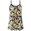 Air Curvey Camisole for Women Bulid in Bra Casual Flowy Cami Adjustable Spaghetti Strap Tank Top Pleated Loose Fit S-XXXXL