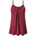 Air Curvey Camisole for Women Bulid in Bra Casual Flowy Cami Adjustable Spaghetti Strap Tank Top Pleated Loose Fit S-XXXXL