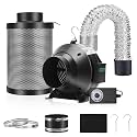 Air Filtration Kit, 4" 190 CFM Inline Duct Fan with Speed Controller, 12" High Carbon Filter, 8 Ft Ducting &amp; Rubber Coupler, Air Cooling and Filtration Kit for Grow Tent, Hydroponics
