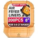 Air Fryer Liners 200Pcs, 8.7" Square Parchment Paper Liner for Air Fryer, Baking, Roasting and Microwave, Non-Stick Disposable Airfyer Liners Accessories