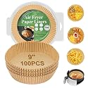 Air Fryer Liners Disposable Paper,100Pcs Parchment Paper Liners,Non Stick Airfryer Paper Liners,Food Grade Air Fryer Accessories WaterProof OilProof for Microwave Oven Steamer 9inch Square