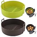 Air Fryer Silicone Liners 4QT For Ninja AF101, 2 Pack BPA Free Platinum Air Fryer Basket Liners with Handle, Round Reusable Liner Ninja Fryer Accessories, Upgrade