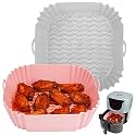 Air Fryer Silicone Pot: 2 Pack Food Safe Air fryers Oven Accessories, Replacement of Flammable Parchment Liner Paper, No More Harsh Cleaning Basket After Using Airfryer for 3 to 5 QT (8.5 inch)