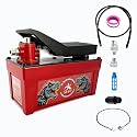 Air Hydraulic Pump 0.45 Gal 10,000 PSI Reservoir NPT 3/8" Oil Outlet, NPT 1/4" Inlet, Air Hydraulic Foot Pump Made of Aluminum with 6.6ft Hydraulic Hose and 4.1ft Pneumatic Hose, Red