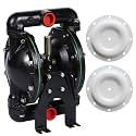 Air Operated Double Diaphragm Pump 1 inch Inlet/Outlet Pneumatic Waste Oil Transfer Pump for Chemical QBY4-25 35 GPM Dual Diaphram Polypropylene Teflon by Stainless Steel Iron 115 PSI