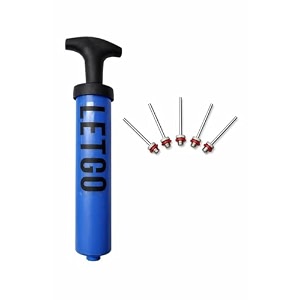 air pump with 5 needles blue manual hand pump for sports balls soccer basketball football inflation
