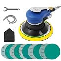 Air Random Orbital Sander Self-Vacuum with Hose and Dust bag by UPWOOD, Pneumatic Palm Sander Orbital Sander With 10 pcs Sandpapers for Auto Body Work, Woodworking (6 Inch-Vacuum Type)