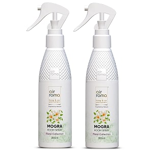 air roma mogra air freshener  long- lasting odour eliminator  for home amp office use  combo pack of 2  200ml each