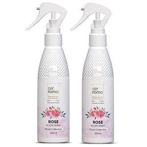 air roma rose air freshener  long- lasting odour eliminator  for home amp office use  combo pack of 2  200ml each