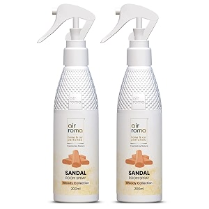 air-roma sandal air freshener  long- lasting odour eliminator  for home amp office use  combo pack of 2  200ml each spray
