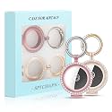 Air Tag Holder for Apple Airtags with Keychain Air Tag Accessories for Luggage Backpack Car Chain Kids Pet Cat Dog Collar (Champagne+Rose Pink)