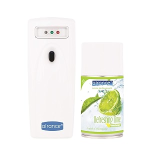 airance automatic air freshener dispenser with refreshing lime refill 250ml  3000 sprays  smart light sensor  daynight24h modes  wall mount amp tabletop  2-year warranty