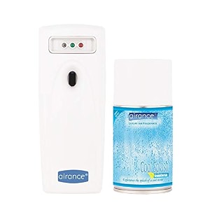airance automatic air freshener dispenser with cool splash refill 250ml  3000 sprays  battery operated auto spray machine  wall mount or free standing  2 year warranty